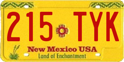 NM license plate 215TYK
