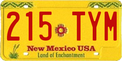 NM license plate 215TYM
