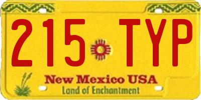 NM license plate 215TYP