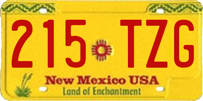 NM license plate 215TZG