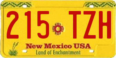 NM license plate 215TZH