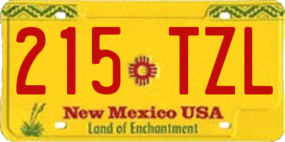 NM license plate 215TZL