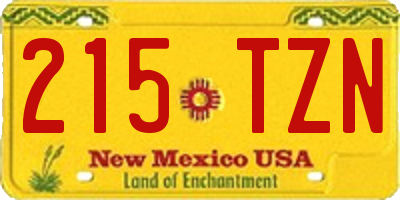 NM license plate 215TZN