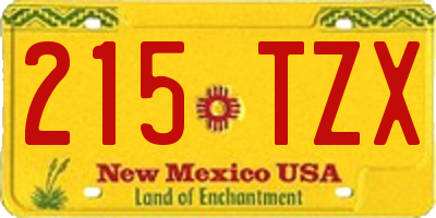 NM license plate 215TZX