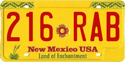 NM license plate 216RAB