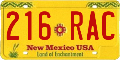 NM license plate 216RAC