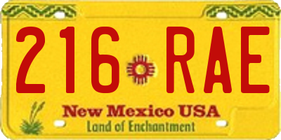 NM license plate 216RAE