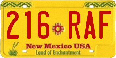NM license plate 216RAF