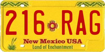 NM license plate 216RAG