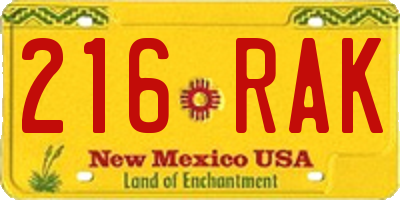 NM license plate 216RAK