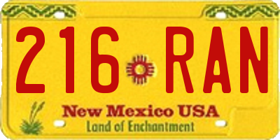 NM license plate 216RAN