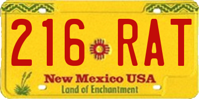 NM license plate 216RAT