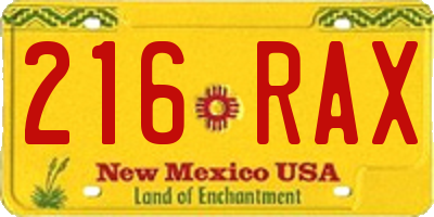 NM license plate 216RAX