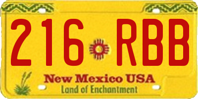 NM license plate 216RBB