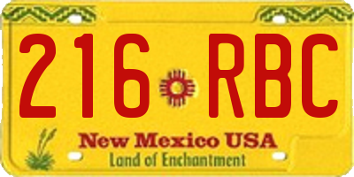 NM license plate 216RBC