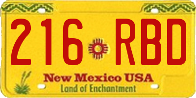 NM license plate 216RBD