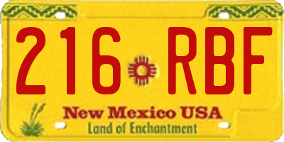 NM license plate 216RBF
