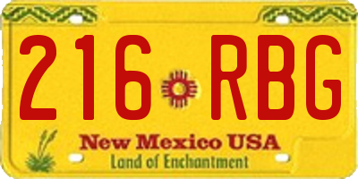 NM license plate 216RBG
