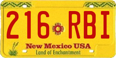 NM license plate 216RBI