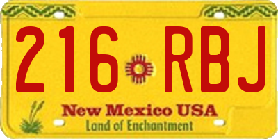 NM license plate 216RBJ