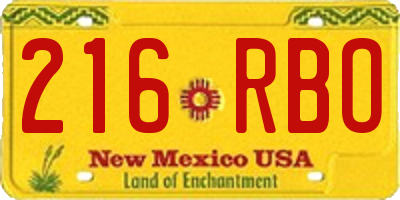 NM license plate 216RBO