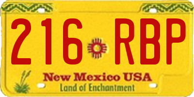NM license plate 216RBP