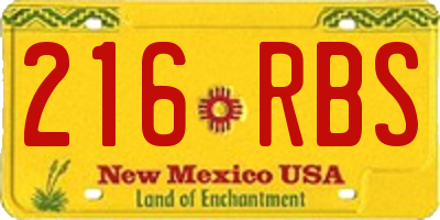 NM license plate 216RBS