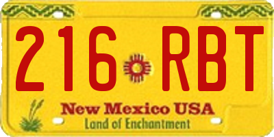 NM license plate 216RBT