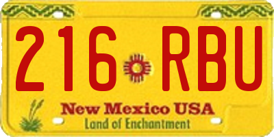 NM license plate 216RBU
