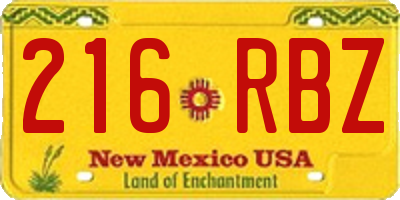 NM license plate 216RBZ