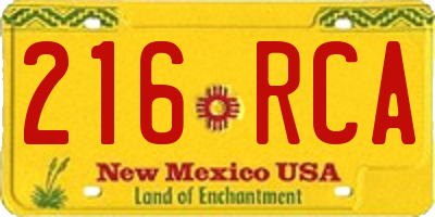 NM license plate 216RCA