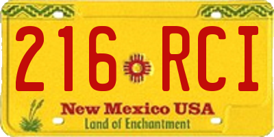 NM license plate 216RCI