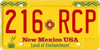 NM license plate 216RCP