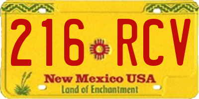 NM license plate 216RCV