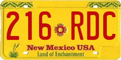 NM license plate 216RDC