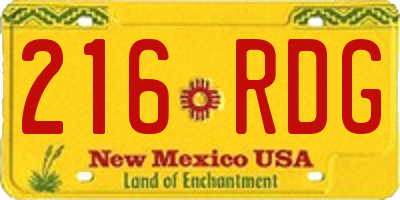NM license plate 216RDG
