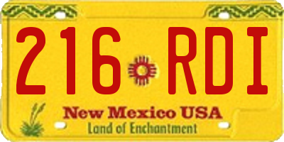 NM license plate 216RDI