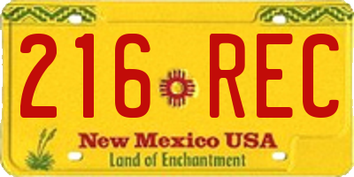 NM license plate 216REC