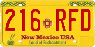 NM license plate 216RFD
