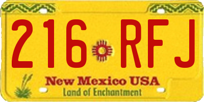 NM license plate 216RFJ