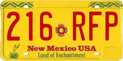 NM license plate 216RFP