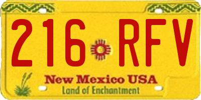 NM license plate 216RFV
