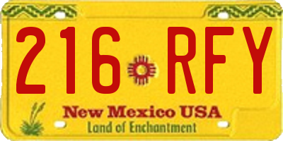 NM license plate 216RFY
