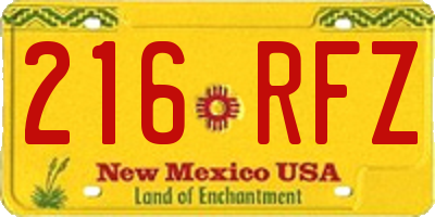 NM license plate 216RFZ