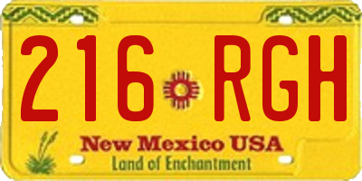 NM license plate 216RGH
