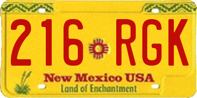 NM license plate 216RGK