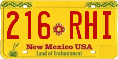 NM license plate 216RHI