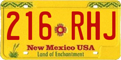 NM license plate 216RHJ