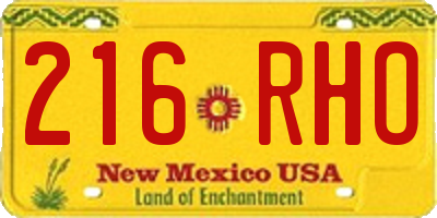 NM license plate 216RHO