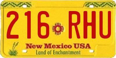 NM license plate 216RHU